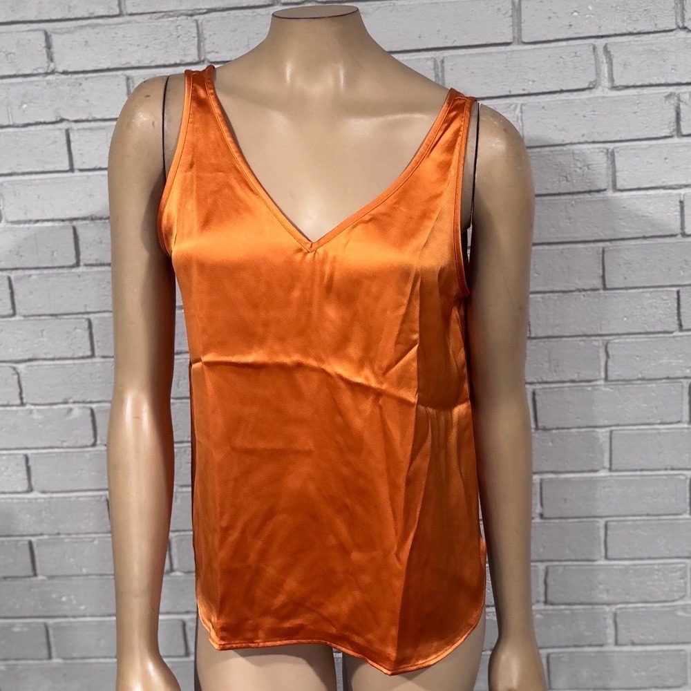 LOFT Orange Satin V-Neck Camisole Tank Coquette Ballet Date Night NWT S